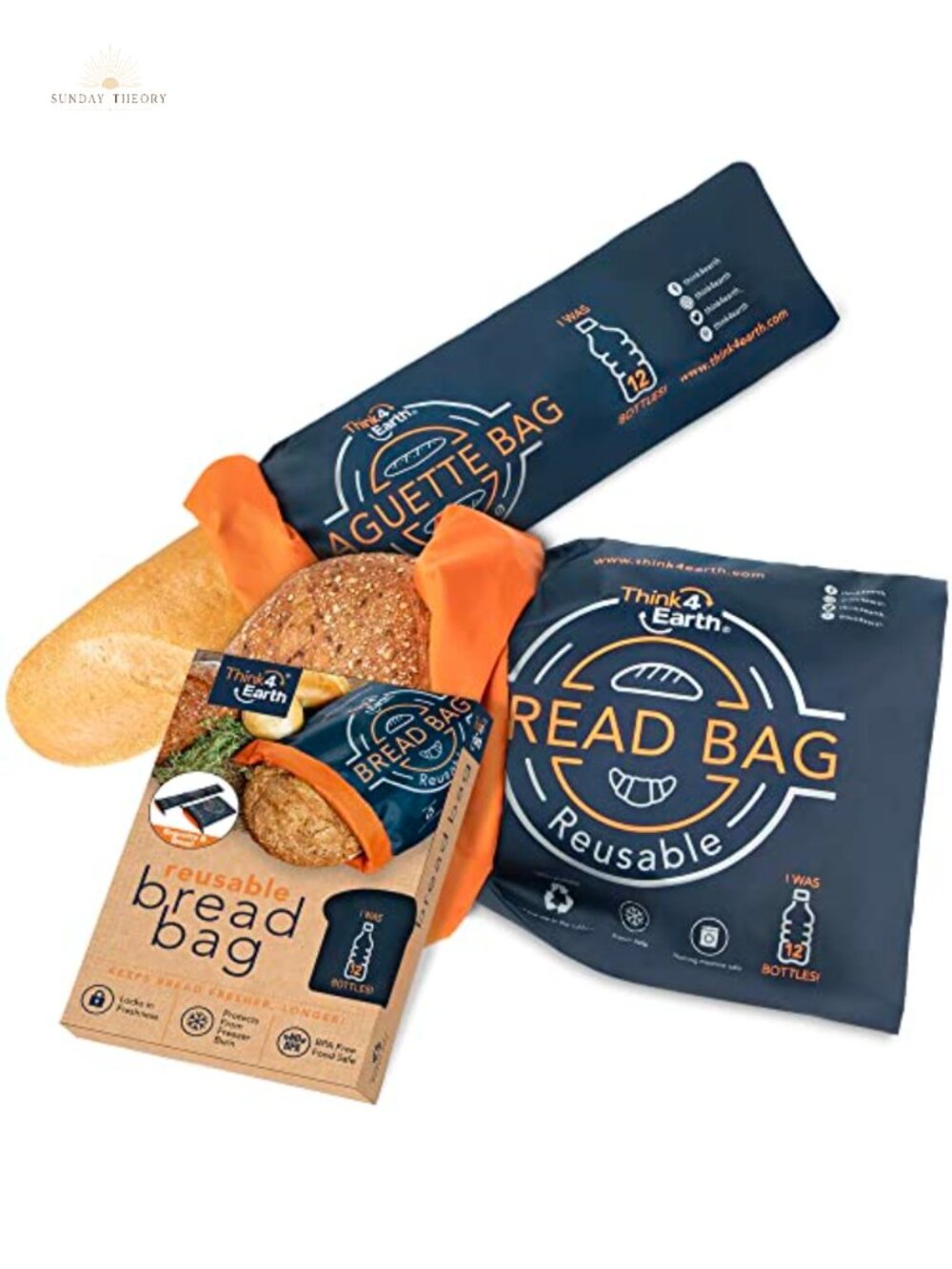 Reusable Bread Bags Set of 2 Large Fold Top Draft-Free Storage